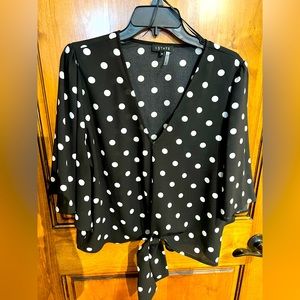 1.State Black and White Polka Dot shirt Sz XL